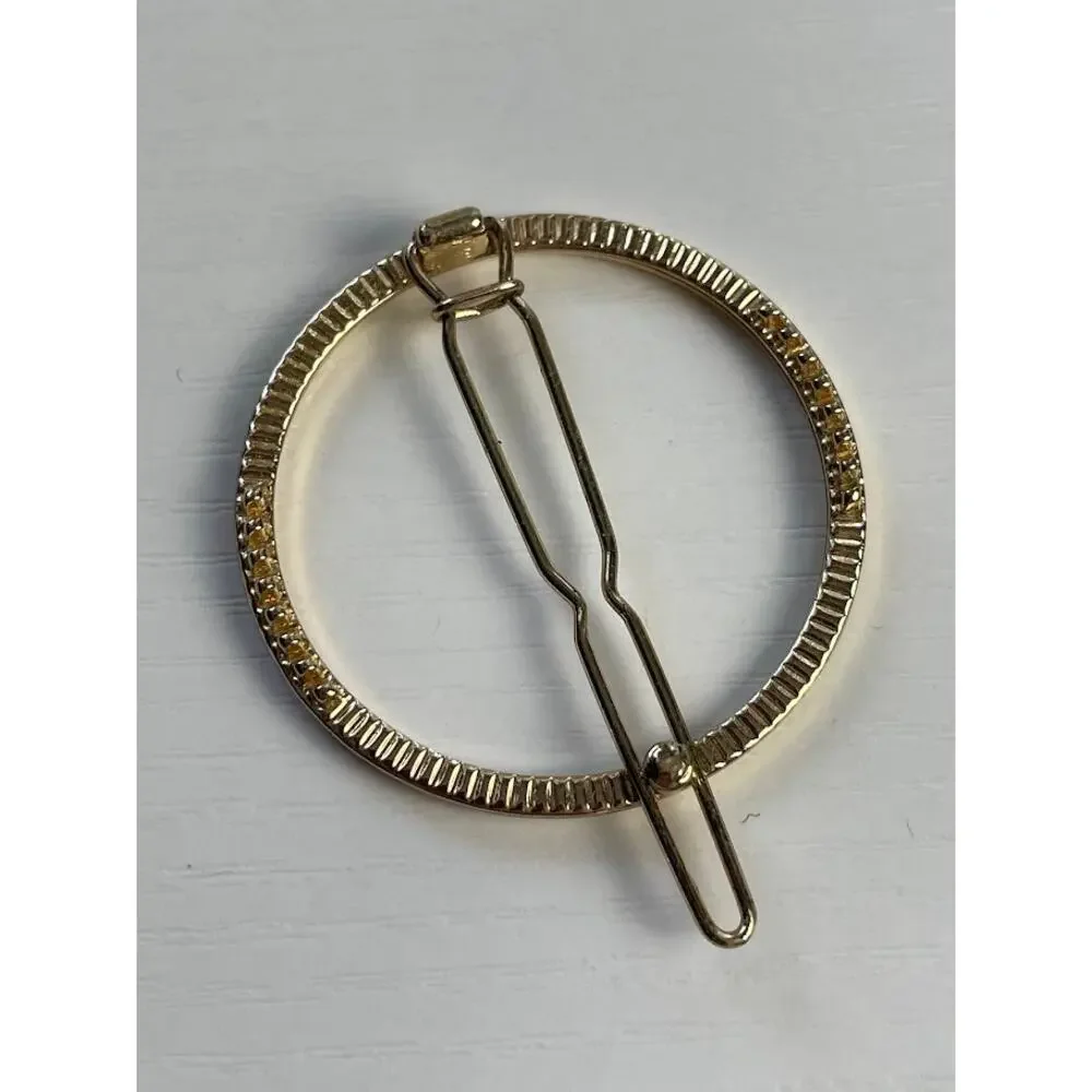 Vintage Gold Tone Hair Ring Clip Elegant Round Hair Barret
